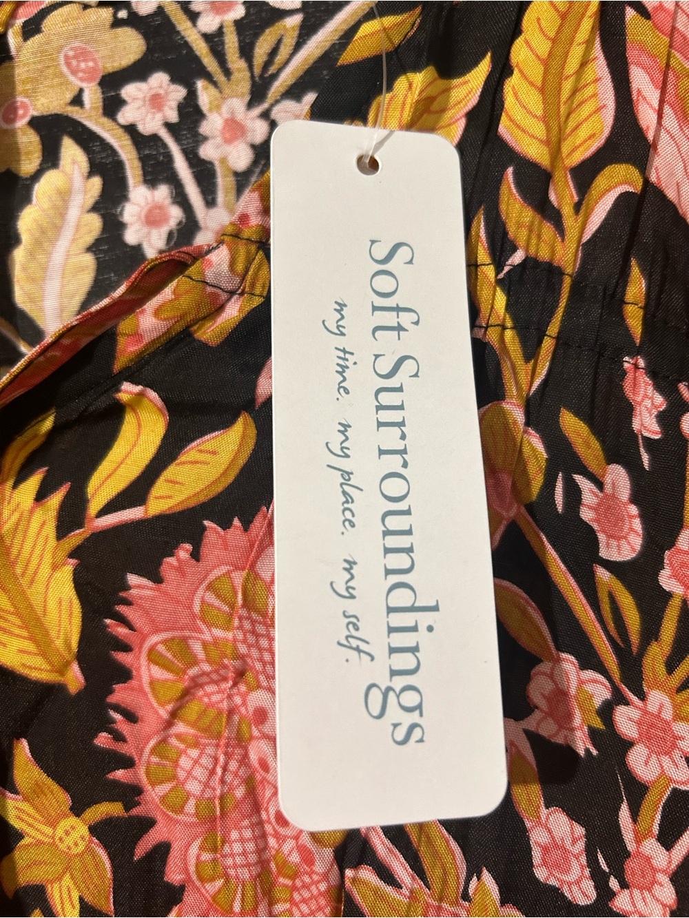 Soft Surroundings Black Maxi Dress with Pink & Yellow Floral Print - Picture 3 of 6